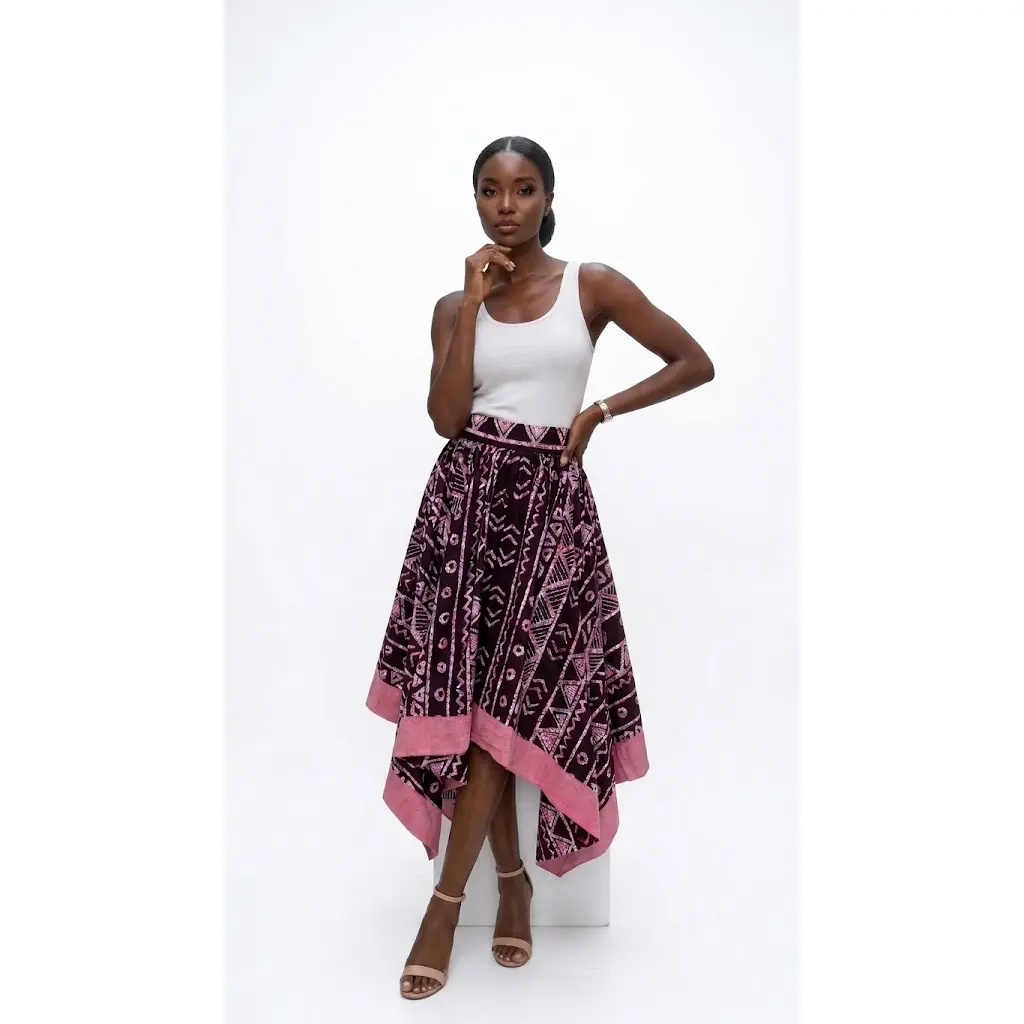Maya Geometric Batik Handkerchief Midi Skirt