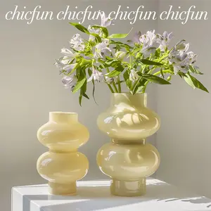 French Style Glass Vase for Flowers Decorative Vase Ornament Living Room Bedroom Home Decoration Enhance Ambiance with Modern Minimalist Design