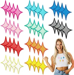 40Pcs Stars Iron On Patches 10 Colors Star Embroidered Appliques Sew on Patches for Backpack Hat Jacket Clothing Jacket Jeans DIY Craft Decoration