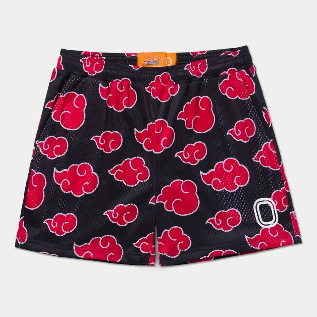 Red Cloud Mesh Basketball Shorts, Anime Inspired Athletic Shorts, Lightweight Breathable Gym Shorts, Streetwear Sports Shorts