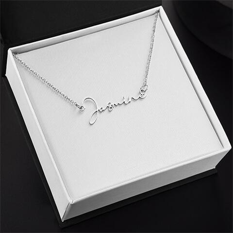 Signature Style Name Necklace - Personalized with Your Daughter's Name - Adjustable 16"-18" Chain - Polished Stainless Steel or 18K Gold Finish - Perfect Gift for Birthdays & Special Occasions - Made in USA