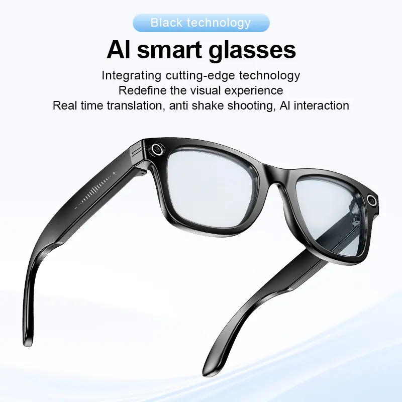 ULIMIED Unisex Adult Wearable Classic Square Smart Recording Glasses - 8MP HD AI Camera, AI-Tracking, Hands-Free Photo & Video Recording, Bluetooth Music & Calls, Real-Time Translation, Voice Control, Wireless Connection, for Commuting Travelers, Smart Gl