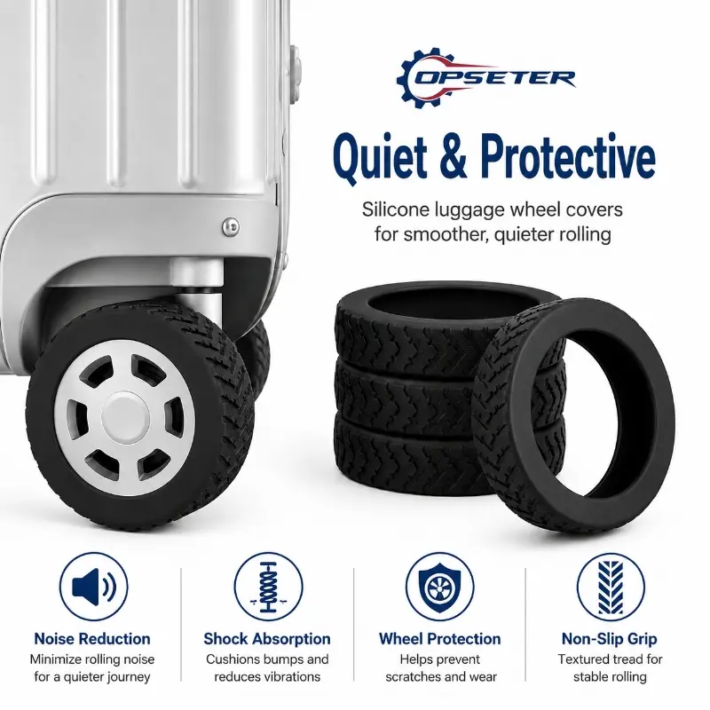 Silicone Luggage Wheel Covers, Quiet Anti-Slip Suitcase Wheel Protectors, Universal Anti-Fall-Off Travel Trolley Wheel Sleeves, Small Size