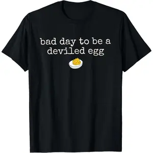 "Bad Day to Be a Deviled Egg" Funny Thanksgiving T-Shirt, Retro Dinner Humor Graphic Tee, Unisex Soft Cotton Top