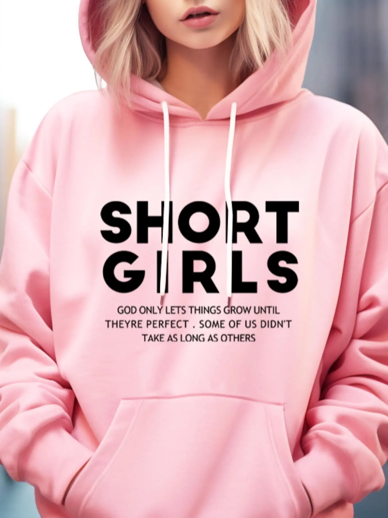 Women's Letter Print Drawstring Pocket Hoodie, Lady Fashion Casual Pastel Comfort Hooded Pullover Tops for Vacation Outdoor, Mean Girls Outfit for Fall & Winter, Hoodies for Women, Graphic Hoodies, Casual Comfy Pullover, Adjustable Drawstring Hoodie