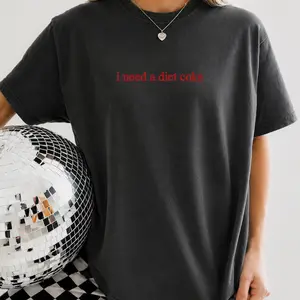 Women's Short-Sleeve Comfort Colors T-Shirt, Casual Everyday Fit, Diet Coke Embroidery Design