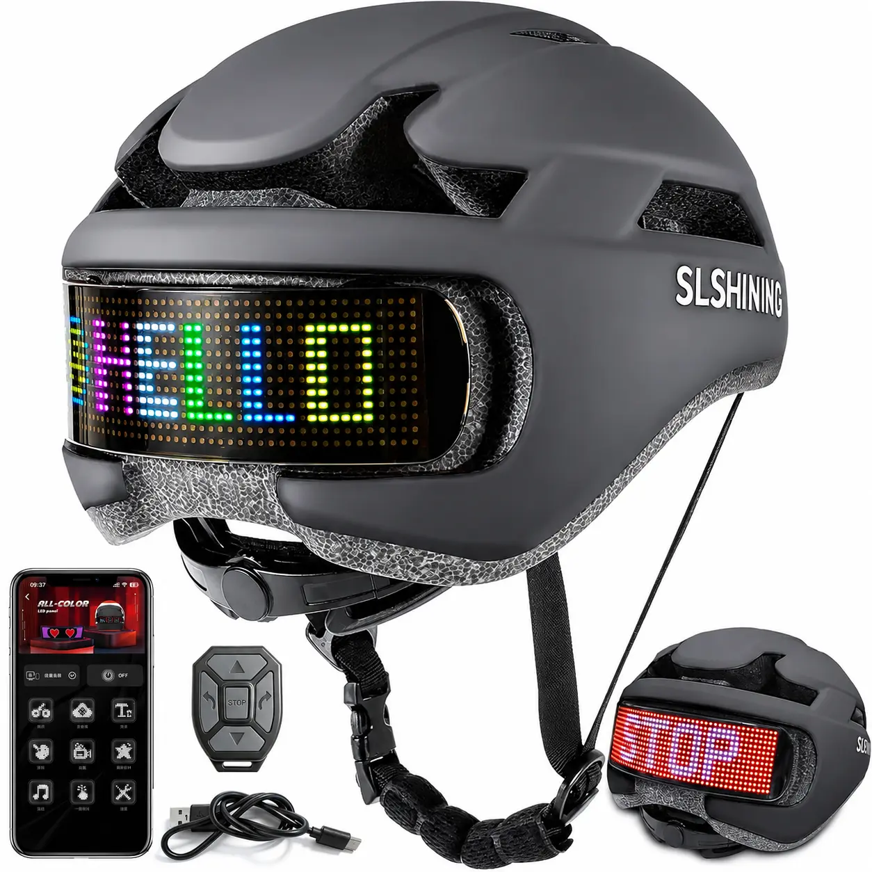 Outdoor Leisure Equipment LED Screen Smart Bike Helmet with LED Light for Adults & The Young,  Essential Bike Accessory Safety Cycling Bell Helmet for Mountain Bike, Road Bike, Electric Scooter, Skating &Skateboarding Religious Gift
