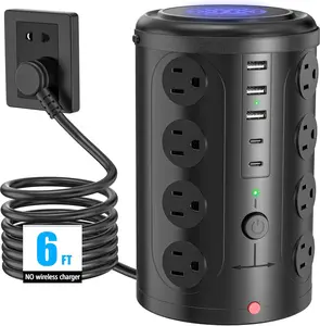 Tower Power Strip Surge Protector with 16 Outlets and 5 USB Ports (2 USB-C), 6FT Extension Cord with Multiple Outlets,Heavy Duty Charging Station,Home Office Dorm Room Essentials. No Wireless Charging SHENZHEN XIANFENGTONGLE TECHNOLOGY CO.LTD