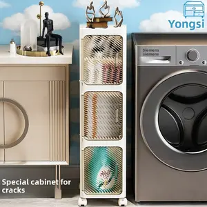 20-Side crevice storage cabinet, Multifunctional storage cabinet, Modern storage cabinet, bathroom, toilet, crevice cabinet, magnetic suction door with wheel movable storage cabinet