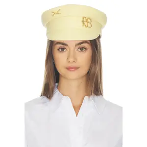 Ruslan Baginskiy Gold-tone Logo-plaque Baker Boy Cap in Yellow