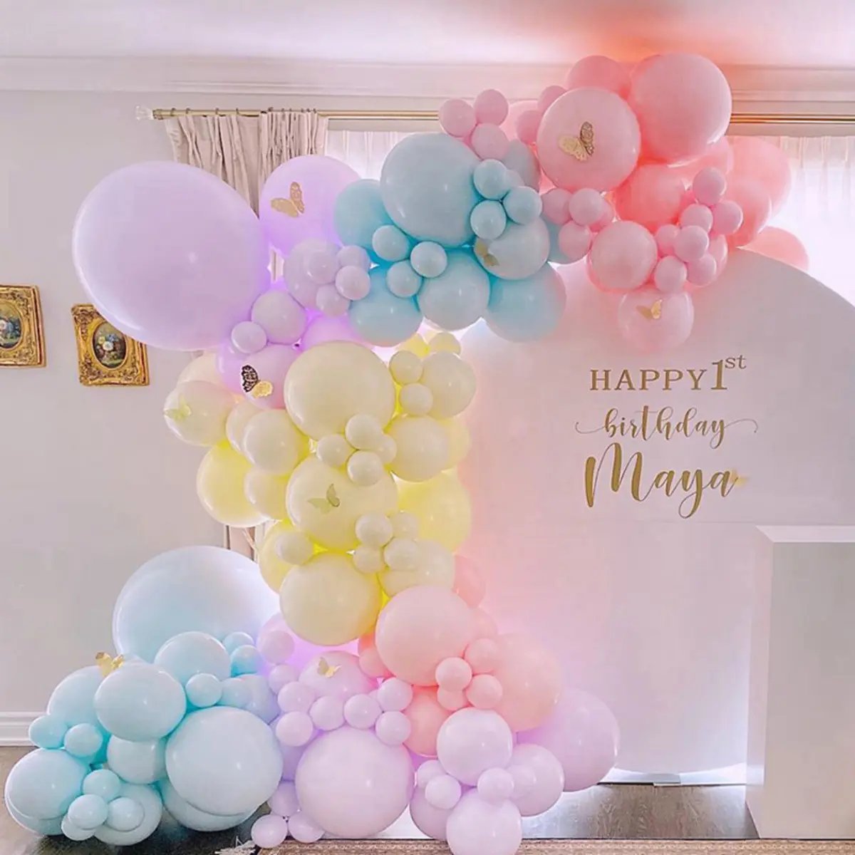 162 Piece Pastel Blue Pink Balloon Garland Arch Kit, 1st Birthday Party Decorations Balloons, Baby Shower Gender Reveal Christening Decor Supplies, Balloon Set, First Birthday