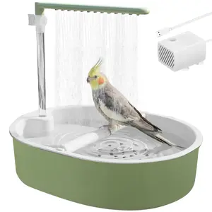 Adjustable Automatic Parrot Bath Tub, USB Electric Pet Circulating Water Bath, Flow-Controlled Bird Grooming Shower Fountain, Suitable for Pet Parrots, Budgies, African Munias, and Macaws, Bird Supplies