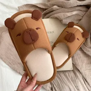Cute Capybara Slippers for Women Men,Cartoon Plush Home Slides, Warm Non-Slip Footwear Indoor Outdoor,Comfort Walking Shoes Girl