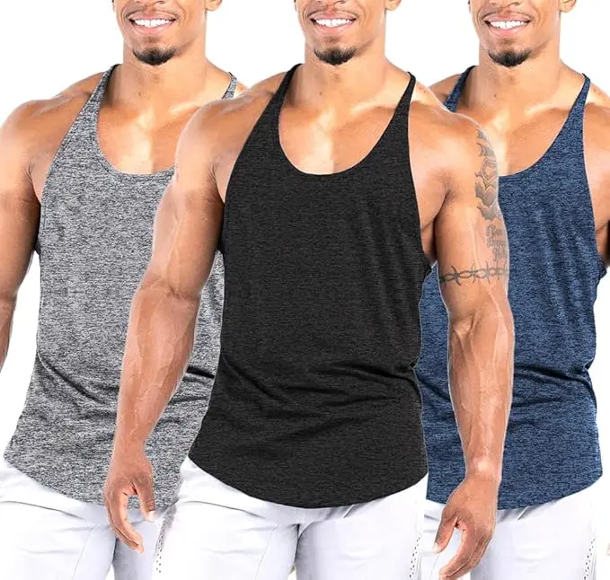 AGILELIN Men's Workout Tank Top, Y-Back Stringer in Quick-Dry Stretch Polyester for Bodybuilding, Gym & Weight Lifting (1 or 3 Pack), Workout Apparel, Tank Tops, Men's Stuff, Mens Clothing, Athletic Fit, Y-Back Cut
