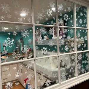 114-Piece Holiday Snowflake Window Clings Removable Window Decal ❄️🎄 - Static White Snowflakes with Ribbons, Perfect Christmas & Winter Door Decor, Black Friday Deal: Ideal Halloween/Christmas/New Year Decoration Window Sticker 🎁