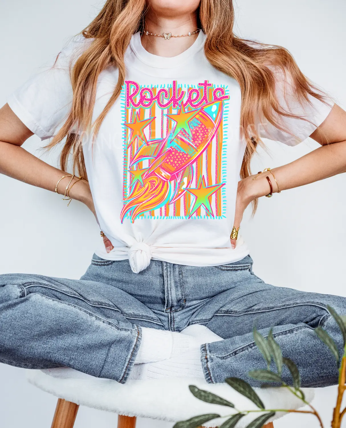 Rocket Mascot Comfort Colors® T-Shirt, Retro School Spirit Tee, Neon Rocket Graphic Shirt, Unisex Game Day Tee Casual Cotton Basketball Breathable