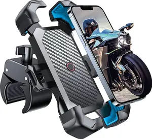 [Rotating Bike Phone Holder] 360° Rotating Phone Holder - Motorcycle Accessories, Motorcycle Phone Mount, Handlebar Clamp for iPhone Samsung & 4.7-7 Inch Smartphones - Secure Grip with Carbon Fiber Texture Cellphone Silicone Pad Protection