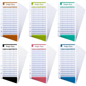 120 count A6 Budget Sheets, 6 Rings Binder Expense Sheets   Budget Inserts for  Envelope Planner Wallet Budgeting Organizer, 6 Colors
