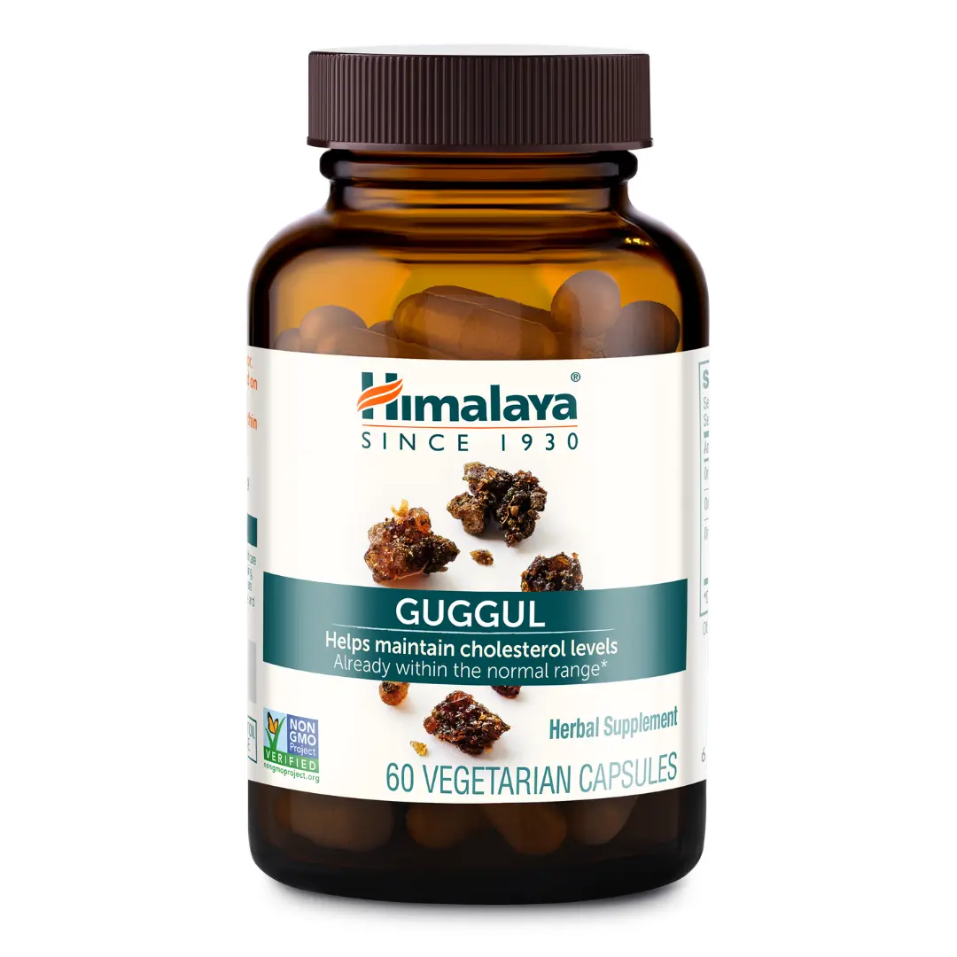 Himalaya Guggul Capsules for Cholesterol & Liver Support, HDL & LDL Balance, Vegan Non-GMO Dietary Supplement, 60 Edible Capsules