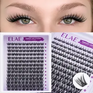 ELAE Fluffy Lash Clusters, 140-Pcs Mega Value Volume Lash Extensions, 8-16mm D Curl Segmented Individual Eyelashes