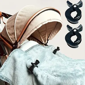 2 Pack Baby Stroller Blanket Clips, Durable PVC Multi-Color Safety Snag Clips, Stroller Accessories, Car Seat Shoulder Protector