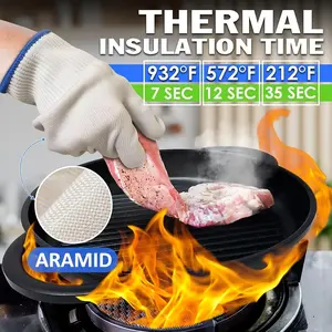 1-2 PCS Heat Resistant Gloves - BBQ Gloves Heat Resistant Cooking Oven Gloves With Fingers Grill Glove Oven Mitts 480 To 932°F Grilling Gloves - Grill Gloves For Outdoor Grill Gloves For Hot Food Handling Insulated