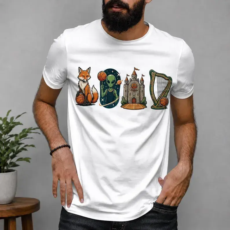Wemby Fox Harper Castle Antonio Basketball Shirt - Retro Fox Alien Castle Harp Graphic Tee - Gift for Fan - Unisex T-Shirt