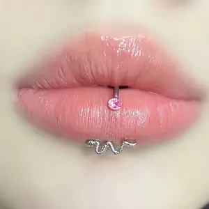1pc Fashion Snake Lip Ring Stainless Steel Cubic Synthetic Zirconia Lip Labret Horseshoe Spiral Spiral Cartilage Earrings Lip Piercing Jewelry lip ring