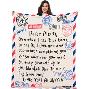 Gifts for Mom Mother's Day Mom Blanket Gift from Daughter Son Soft Flannel Throw Blanket Presents for Mother Birthday Mother's Day 50" x 60" Ivory White