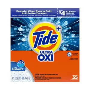 Tide Ultra Oxygen Laundry Detergent, 63 oz (1.79 kg) — Powerful stain removal, fresh clean scent, compatible with 35-gallon HE washers
