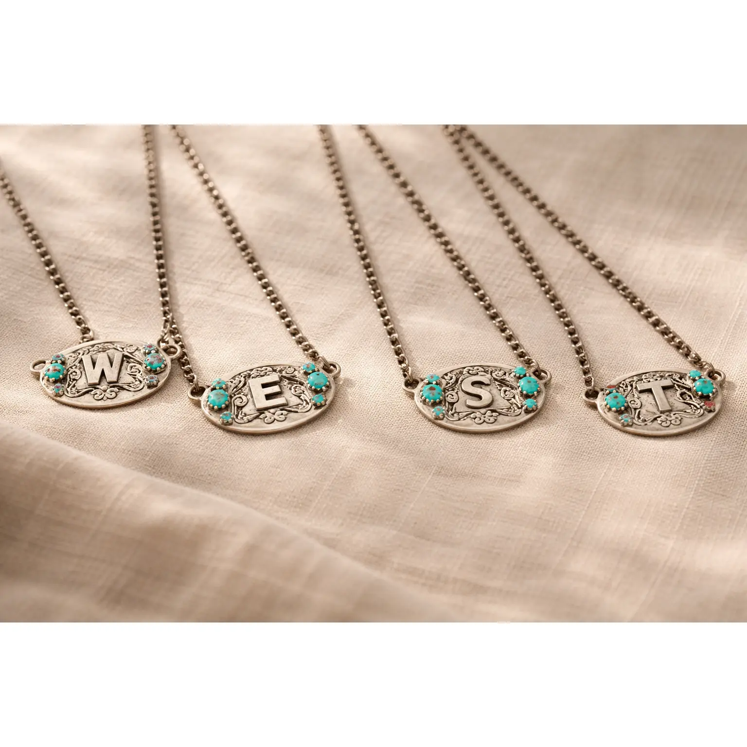 QUEENY'S Signature Sterling Silver Initial Alphabet Detail Pendant Necklace - 1"x0.5" Casual Accessory with Initials, Letters, Medallion Chain & Turquoise Jewelry for Adults, Necklace With Initials, Accessory Necklace