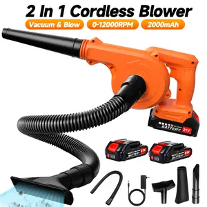 2-in-1 Electric Leaf Blower and Vacuum, Cordless Leaf Blower 21V with 2 2000mAh Batteries & Charger, Lightweight Handheld Design for Lawn Care, Patio, Garage Cleaning, Dust, Snow, and Pet Hair Removal