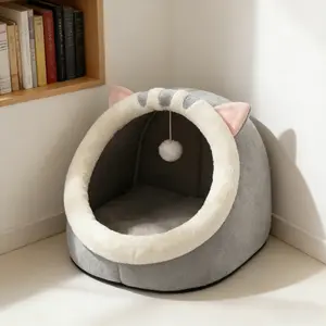 rescue kitten bed-Cozy Cat Cave Bed, Plush Enclosed Soft House for Indoor Cats, Warm Fleece Interior, Washable & Collapsible, Calming Hideaway for Small Cats & Kittens