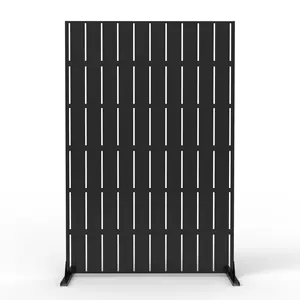 Garvee Metal Privacy Screen, Outdoor 3-Panel Freestanding Privacy Screen, 72x47 Inch Decorative Garden Divider for Patio, Balcony, Pool, Black