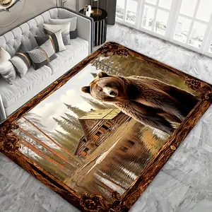 Arctic Brown Bear Beast Pattern Floor Mats Rugs Living Room Bedroom Kitchen Bathroom Carpet Floor Mats Bathroom Mats Outdoor Rugs Decorative Bath Mats Non-Slip Kitchen Floors Game Room Gym