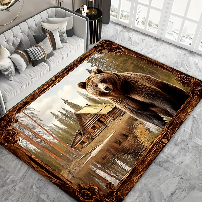 Arctic Brown Bear Beast Pattern Floor Mats Rugs Living Room Bedroom Kitchen Bathroom Carpet Floor Mats Bathroom Mats Outdoor Rugs Decorative Bath Mats Non-Slip Kitchen Floors Game Room Gym