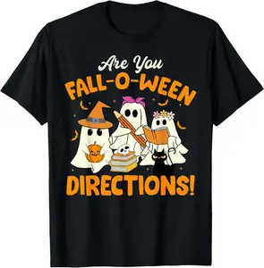 100% Cotton are You Fall-O-Ween Directions Funny Ghost Teacher Halloween T-Shirt