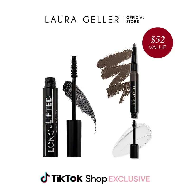 Laura Geller Live Exclusive Long-n-Lifted Tubing Mascara & Sculpt-n-Stay Waterproof Brow Pencil & Gel Duo for Defined Lashes and Brows