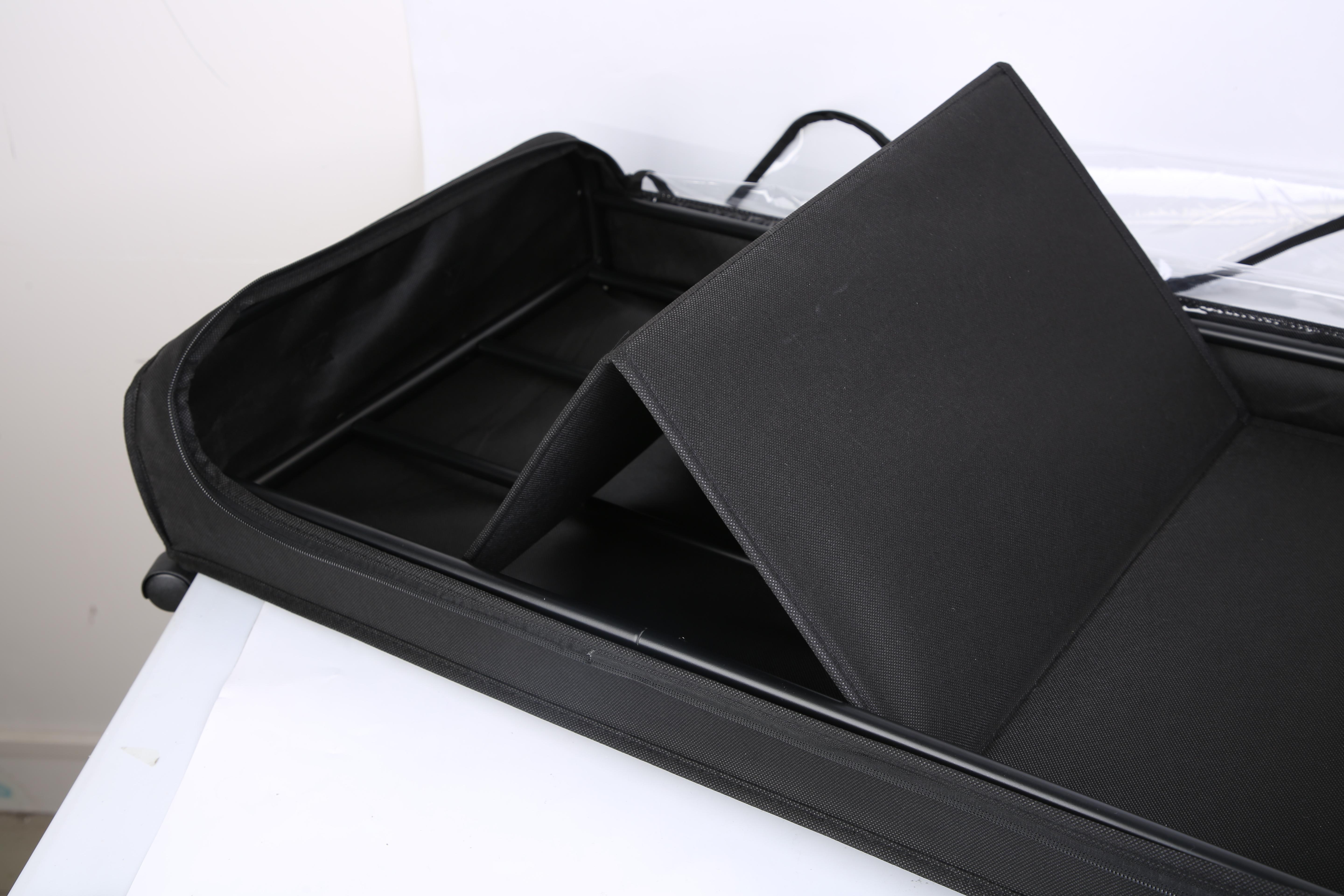 Under Bed Storage Containers 2 Pieces 42L/11 Gal with Lid Wheels Straps Handles 360° Lockable Rolling Wheels Clear PVC Lid Dual-Zipper System 66LBS Load Capacity Black Iron Frame Non-Woven Fabric Collapsible Multifunctional Bins