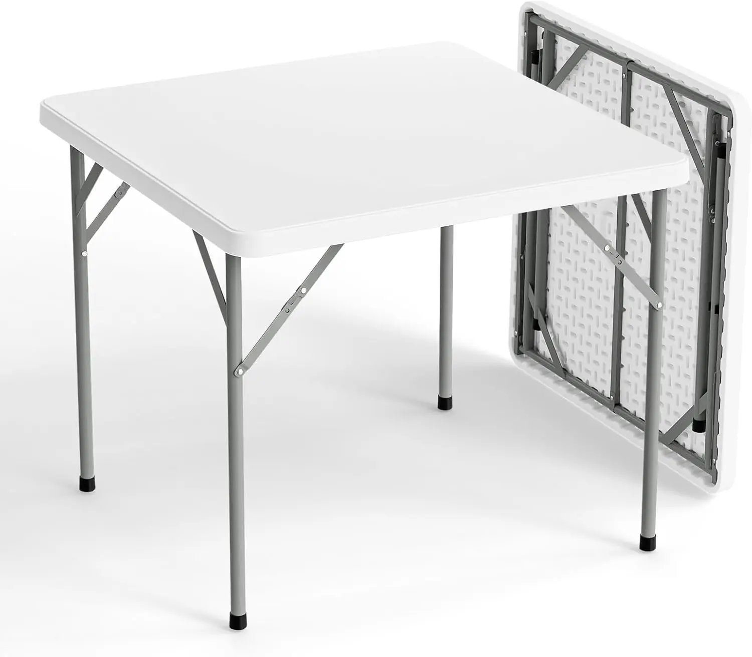 VINGLI Plastic 34-in Square Card Table, Foldable-Legs Full Table Top, 300 lbs Capacity, Easy Setup & Storage, Portable for Garden Gathering, Indoor Dining, 300 Pounds