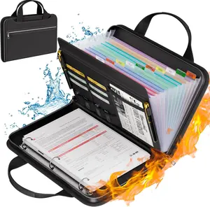 Accordion File Organizer,Fireproof File Folder with Handle,13 Colorful Pockets Document Organizer with Zipper & Labels for Business Office Receipt Travel
