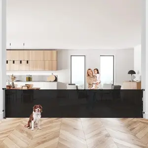 Retractable Baby Gate 120inch Extra Wide Metal Safety Gate for Stairs Doorways Indoor Outdoor Gray Pet Barrier Secure Home Safety