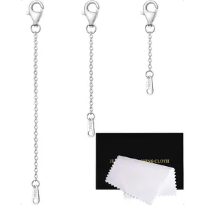 Sterling Silver Necklace Extenders for Women Silver Chain Extension Bracelet Extender Sterling Silver Chain Extenders for Necklaces 3 Piece Set (1,2,3 inch)