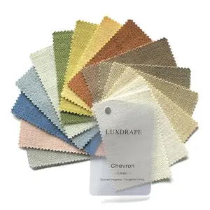 LUXDRAPE Premium Natural-Woven Modern Chevron Linen Fabric Swatches, 15 Color Samples, Elegant Luxurious Breathable Textile, Ideal for Custom Curtains, Window Treatments