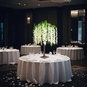 Cream Artificial Wisteria Tree – 4ft Cascading Silk Flowers with Natural Trunk for Weddings, Receptions & Event Centerpieces