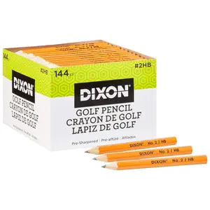 Dixon Pre-sharpened Golf Pencils, #2 Soft Lead, Yellow, Pack Of 144