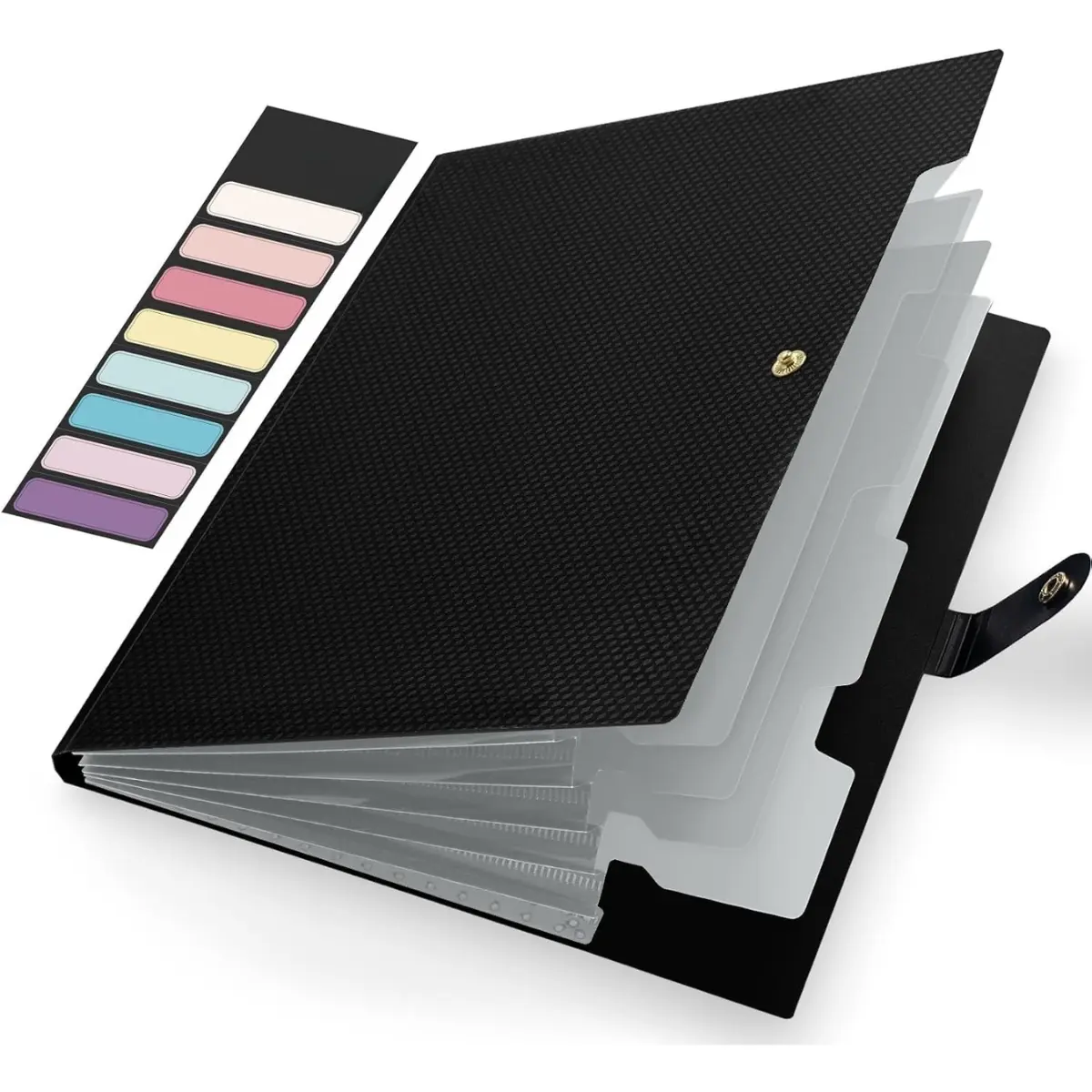 Expanding File Folder, Letter Size Accordion File Organizer, 5 Pocket Folders for Documents, Portable Filling Products for School Office Supplies, Black