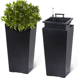 Planters Set of 2  Pots for Plants with Drainage Holes Water Level Monitor Inner Bucket High Front Porch Planter Ideal for Porch Patio Garden Indoor Outdoor