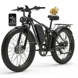 EBycco EB7PRO 6000W  Dual  Motor Ebike for Adults Electric Tire Bike 52V 32AH, Max 40-45 MPH, 100 Miles Long Range, Hydraulic Disc Brake, 24"/26" Fat  Offroad Hunting E-Bike, Full Suspension Electric Bicycle