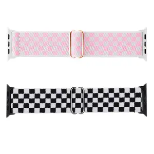 Stretchy Watch Band, 2 Counts/set Braided Nylon Watch Band for Apple Watch SE/iWatch Ultra/Ultra 2 Series 9 8 7 6 5 4 3 2 1 Smart Watch Straps, Smartwatch Accessories, Wearable Tech Accessories
